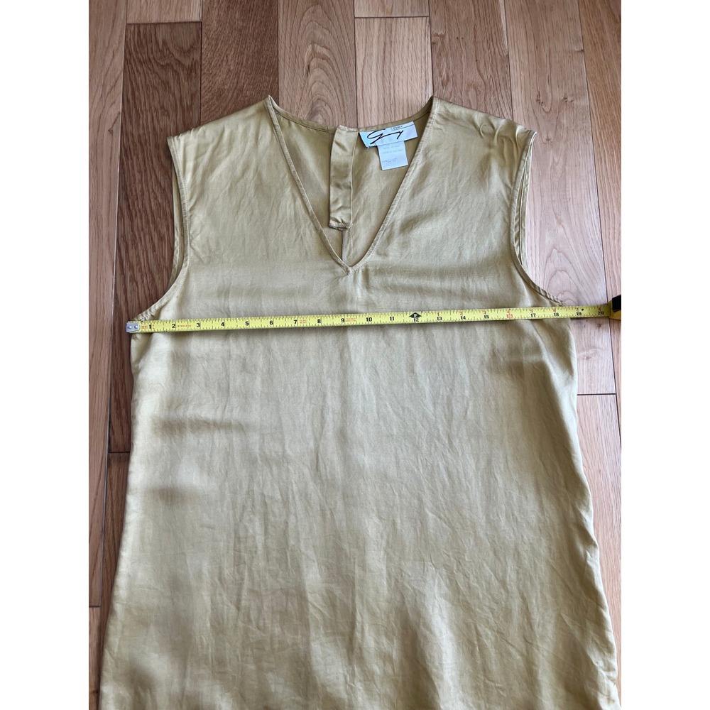 VTG Genny 2 Piece Sleeveless 100% Silk Pant Suit Yellow Made in Italy Size US 4 - Picture 4 of 15